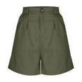 thumbnail image 6 of Crunowin Linen Shorts for Women, Solid Color Side Slit High Waisted Casual Work Outdoor Shorts with Pockets Army Green L, 6 of 8