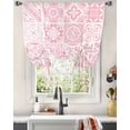 thumbnail image 3 of Pink Boho Tie Up Curtains for Kitchen Bathroom Bedroom Windows 63 Inch Length, Modern Geometric Abstract Aesthetics Balloon Drape Curtains Shade Rod Pocket Drapery Curtain Panel, 52"x45", 3 of 7