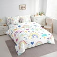 thumbnail image 3 of Homewish Colorful Graffiti Rainbow 7pcs Bedding Comforter Set,Fairy Tale Theme Queen Bedding Sets,Cartoon Loves Stars Queen Sheet Sets For Girls,Luxury Bedroom Decor Reversible, 3 of 8