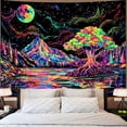thumbnail image 4 of Gojian Black and White Tapestry Starry Night Mountain Tapestries for Bedroom Aesthetic Moon and Stars Tapastry's Wall Hanging Dark Nature Forest Wall Tapestry for Living Room Dorm, 4 of 6