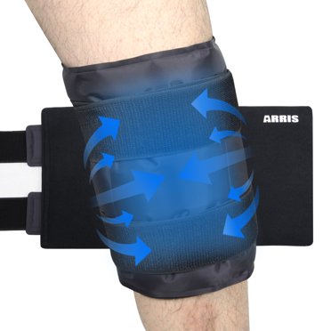 Large Gel Knee Ice Pack Wrap For Pain Relief - Adjustable & Reusable (Purple)