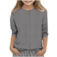 thumbnail image 2 of GaThRRgYP Spring Tops for Women,Plus Size Tops for Women Dressy,Children's Solid Color 3/4 Sleeve Round Neck Tops/shirt Gray#1 5-6 Years, 2 of 5