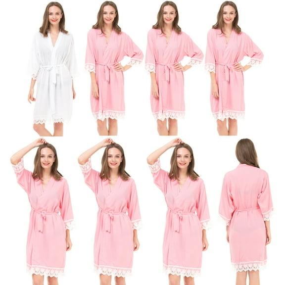 Mr & Mrs Right Bridesmaid Robes For Woman ,Soft Cotton ,8 sets of 1 White Bride ,7 Pink