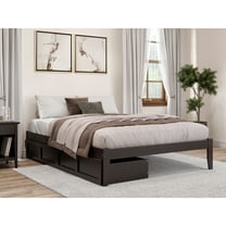 Modern Bed with Drawers - Espresso Finish Platform Bed Frame - Storage Bed