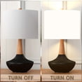 thumbnail image 2 of 23" Ceramic Vase Table Lamp, Black Body with Solid Wood Neck, Modern Farmhouse Style, White Linen Shade, Ideal for Study, Living Room, Bedroom, Hotel, Dining Area & Office, 2 of 10