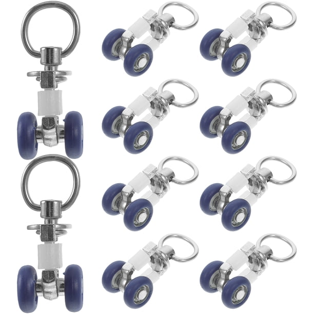 Kit de 10 piezas para puerta corrediza con riel para cortina, ruedas de repuesto de metal para puerta corrediza, riel para cortina de techo negro