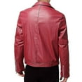 thumbnail image 2 of Veste en Cuir Pu Mode Homme Ajustée Moto Bomber Fermeture Éclair, 2 of 3