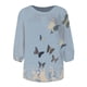 thumbnail image 4 of Tops casuales de manga larga con cuello redondo para mujer Camisa de color con estampado de tiras Tops sueltos Pompotops  gfhjh2838, 4 of 4