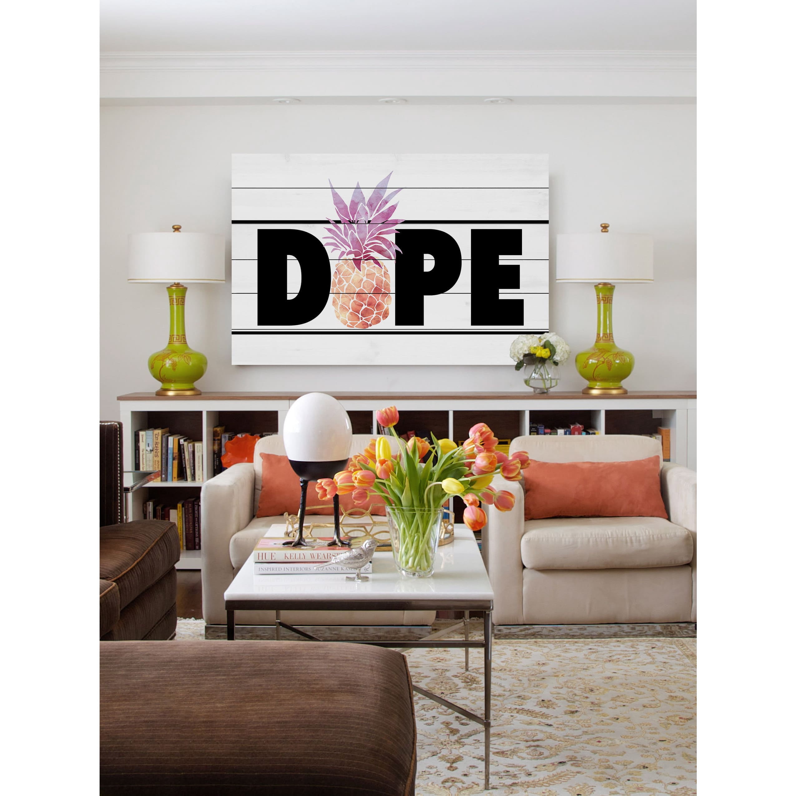 Marmont Hill "Dope Pineapple" by Diana Alcala Painting Print on White Wood