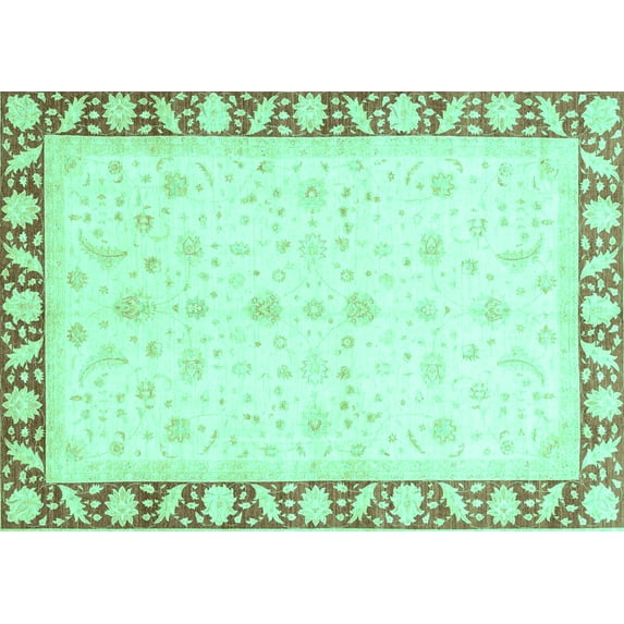 Ahgly Company Machine Washable Indoor Rectangle Abstract Turquoise Blue Modern Area Rugs, 2' x 3'