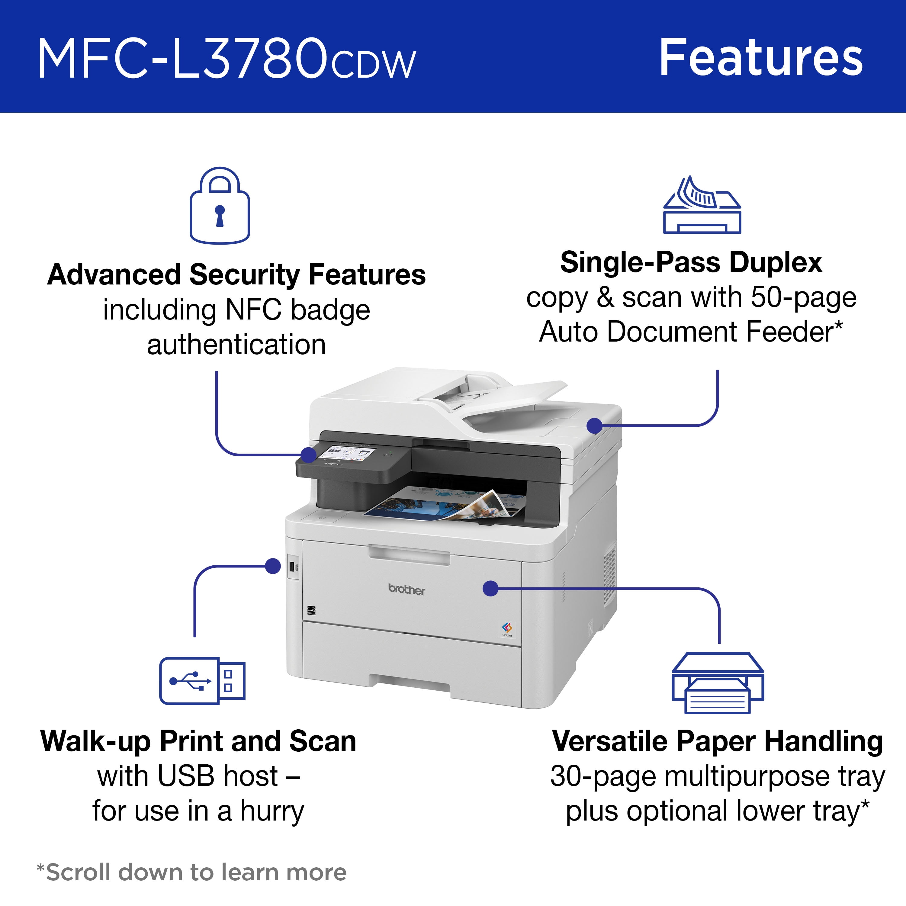 Brother MFC-L3780CDW Wireless Digital Color All-in-One Printer with Laser Quality Output