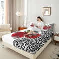 thumbnail image 4 of Castle Fairy Chic Red Floral Rose 4pcs Bed Sheets for Boys Girls,Abstract Leopard Print King Sheets,Happy Valentine's Day Super Cozy Sheet Set,Microfiber Bedroom Decor, 4 of 7