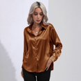 thumbnail image 4 of Women's Button Down Shirt Satin Silk Long Sleeve Blouse Formal Work Top Point Collar Vintage Shirt Work Office Silky Shirts Tops S-XL, 4 of 9