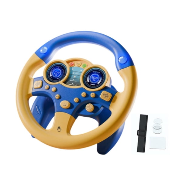 Volante de juguete de simulación, volante interactivo para educación temprana para niños. Azul