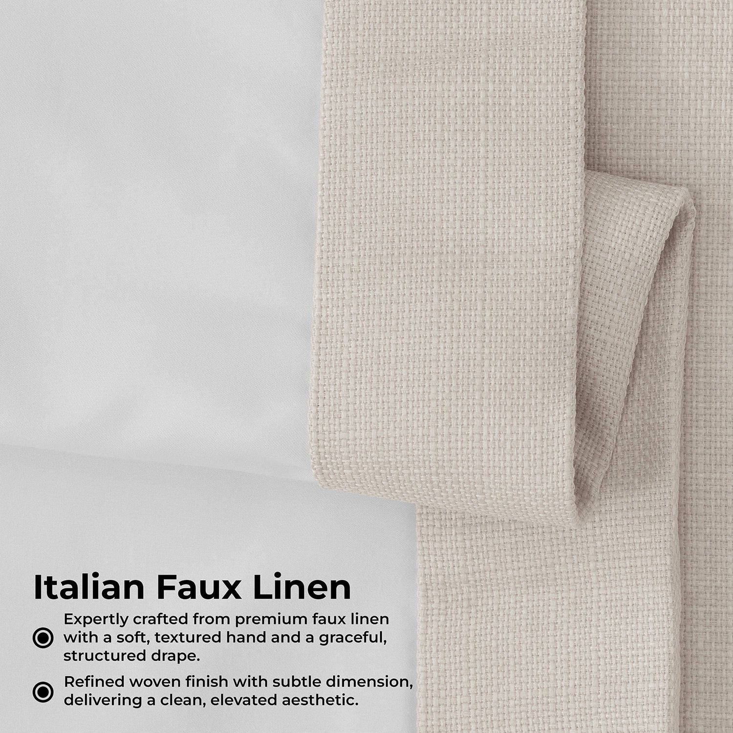 Half Price Drapes Parchment Cream Faux Linen Room Darkening Curtains for Bedroom(1 Panel),50W X 108L