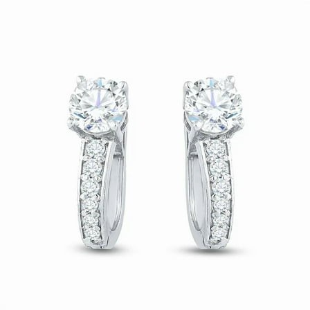 Women's 2Ct Round Cut Lab Created Diamond Hoop Earrings 925 Sterling Silver