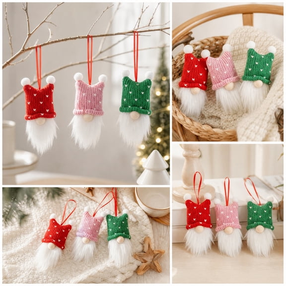 Christmas Knitted Gnome Ornaments Faceless Swedish Tomte Hanging Decorations for Tree