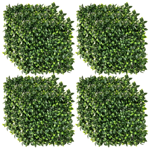 Costway 12 Pcs Faux Topiary Gardenia Shrub Grass Panels with Insertable Branches 20" x 20"