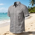 thumbnail image 6 of Avirosel Men's Cotton Short Sleeve Hawaiian Shirt Casual Loose Button Down Summer Beach Shirts with Pocket Gray, 6 of 6
