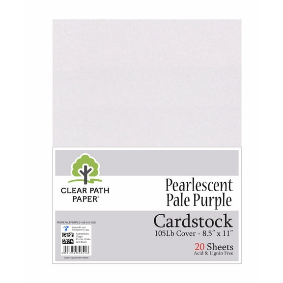 Pearlescent Pale Purple Cardstock - 8.5 x 11 inch - 105Lb Cover - 20 Sheets - Clear Path Paper