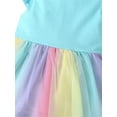 thumbnail image 6 of Girl Ruffles Fly Sleeve Dress Rainbow Mesh Yarn Stitching A-line Princess Dress, 6 of 6