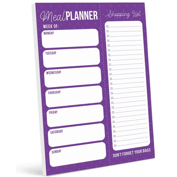 Inkdotpot Weekly Meal Planner Notepad 7"x10 , "Meal Planner" Magnetic Meal Planning Pad with Tear Off Grocery Shopping List for Fridge- Kitchen & Home - 54 Sheets -WN