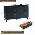 thumbnail image 4 of OKD Fluted 6 Drawers Dresser, 54" Wide Modern Chest of Drawers with Faux Marble Top, Wood Drawer Organizer for Bedroom, Living Room, Hallway, Dark Grey, 4 of 9