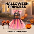 thumbnail image 5 of Girls Halloween Pumpkin Tutu Dress 3-Piece Set, with Pumpkin Headband Candy Bag, Kids Dress Up Outfit for Trick-or-Treat Birthday Fall Party (3#Multicolour/5-6 Years), 5 of 9