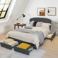 thumbnail image 1 of Gymax Queen Platform Bed Frame with 4 Storage Drawers Adjustable Headboard Grey, 1 of 9