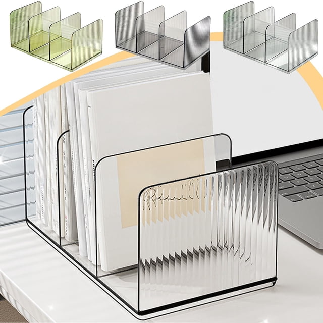 Organizador de Libros y Archivador de Escritorio de Acrílico Transparente con 3 Ranuras, Ideal para Oficina y Estudiantes, 26 X 15 Cm (10,24 X 5,91 Pulgadas)
