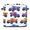 Multicolor 4, variant on CURLYOOT 13 x 13 Inch Cube Storage Bin, Cartoon Transportation Car Fabric Storage Cube Baskets, Closet Shelves Foldable Bins with Leather Handles for Home Organizer