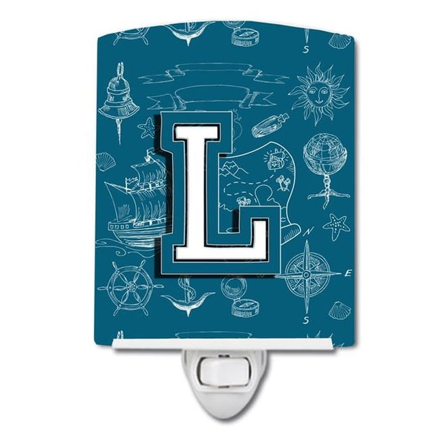 Carolines Treasures CJ2014-LCNL Letter L Sea Doodles Initial Alphabet Ceramic Night Light