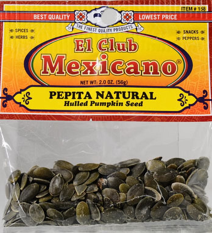 (2 pack) El Club Mexicano Roasted Hulled Pumpkin Seeds, 2 oz Pack