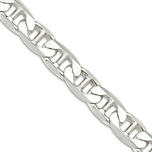 925 Sterling Silver Solid Polished 9.5mm Nautical Ship Mariner Anchor Chain Necklace 20 Inch Lobster Claw Chain Necklace