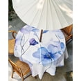 thumbnail image 3 of Outdoor Tablecloth with Umbrella Hole, Purple Blue Spring Floral Spillproof Waterproof Outdoor Table Cover, Summer Flowers Botanical Patio Tablecloths for Party/Garden/Picnic, Round 54 inch, 3 of 9