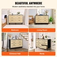 thumbnail image 6 of Choco Moon Rattan Dresser 6-Drawer, Bohemian Chest, Natural Storage, Bedroom Living Room Hallway, Sturdy Nightstand Handles Legs, Black Design, 6 of 11
