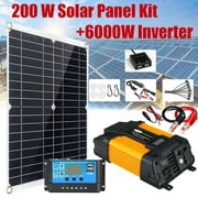 Solar Panel, 200W 12 Volt DFITO Portable Solar Panel Charger, with 6000W Inverter Controller Suitable for Rv/Car/ Boat/Camping/ Garde