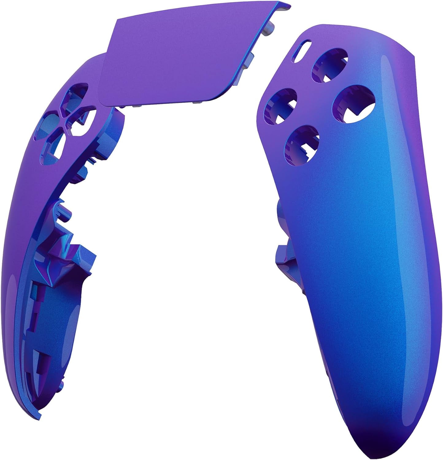 eXtremeRate Left Right Front Housing Shell Touchpad Compatible with ps5 Edge Controller, Chameleon Purple Blue Replacement Faceplate Shell Custom Touch Pad Cover Compatible with ps5 Edge Controller