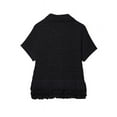 thumbnail image 4 of Women'S Open Knit Short Sleeve Top with Fringe Black L, 4 of 5