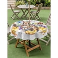 thumbnail image 3 of Outdoor Tablecloth with Umbrella Hole and Zipper, Bunny Easter Round Table Cloth 60 Inch Waterproof Tablecloth, Spring Floral Elegant Pastoral Butterfly Picnic Table Cover for Patio Camping, 3 of 7
