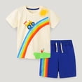 thumbnail image 2 of BOBOGOJP Toddler Baby Boy Summer Clothes Short Sleeve Airplane Print Shirt and Elastic Waist Shorts Sets Summer Outfit 2Pcs Beige for Size 2-3 Years, 2 of 8