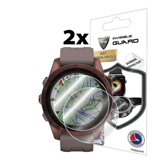 IPG for Garmin Fenix 7S - 7S Solar - 7S Sapphire Solar Screen Protector (2 Units) Invisible Ultra HD Clear Film Anti Scratch Guard-Smooth/Self-Healing/Bubble -Free for Fenix 7S