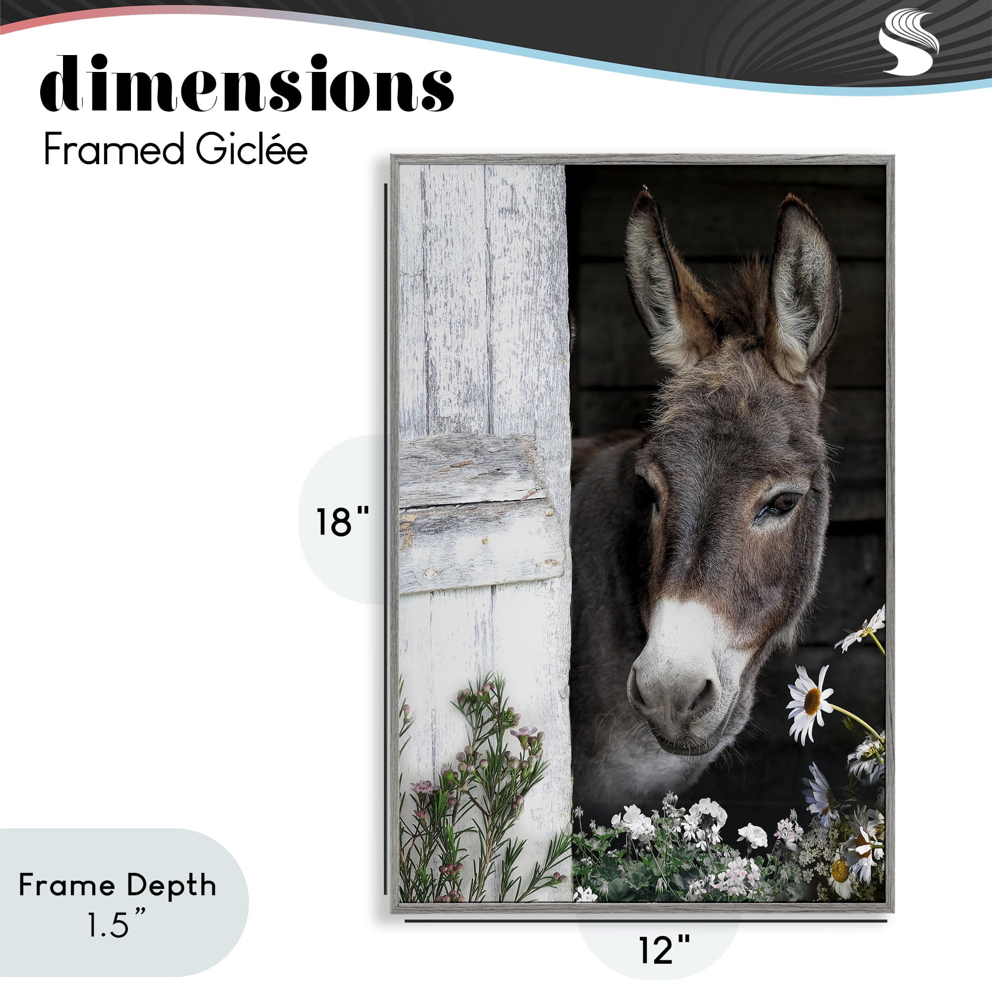 Stupell Industries Gentle Donkey Peering from Barn Gray Framed Giclee Art, design by CAD Designs