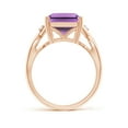 thumbnail image 2 of ANGARA Natural Twist Shank Emerald Cut 6.5 ct Amethyst Statement Ring in 14K Rose Gold for Women (Size-14x10mm) | February Birthstone, Anniversary, Jewelry Gift for Women | Natural Amethyst Ring, 2 of 9