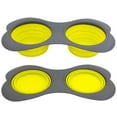 thumbnail image 3 of KE WOOW Bone Shape double bowl collapsible silicone travel pet food container—available in two sizes and three colors. The small size holds 11.83 fl oz - LIME GREEN, 3 of 5