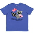 thumbnail image 3 of Inktastic Stealin' Your Heart Cute Raccoon Youth T-Shirt, 3 of 5