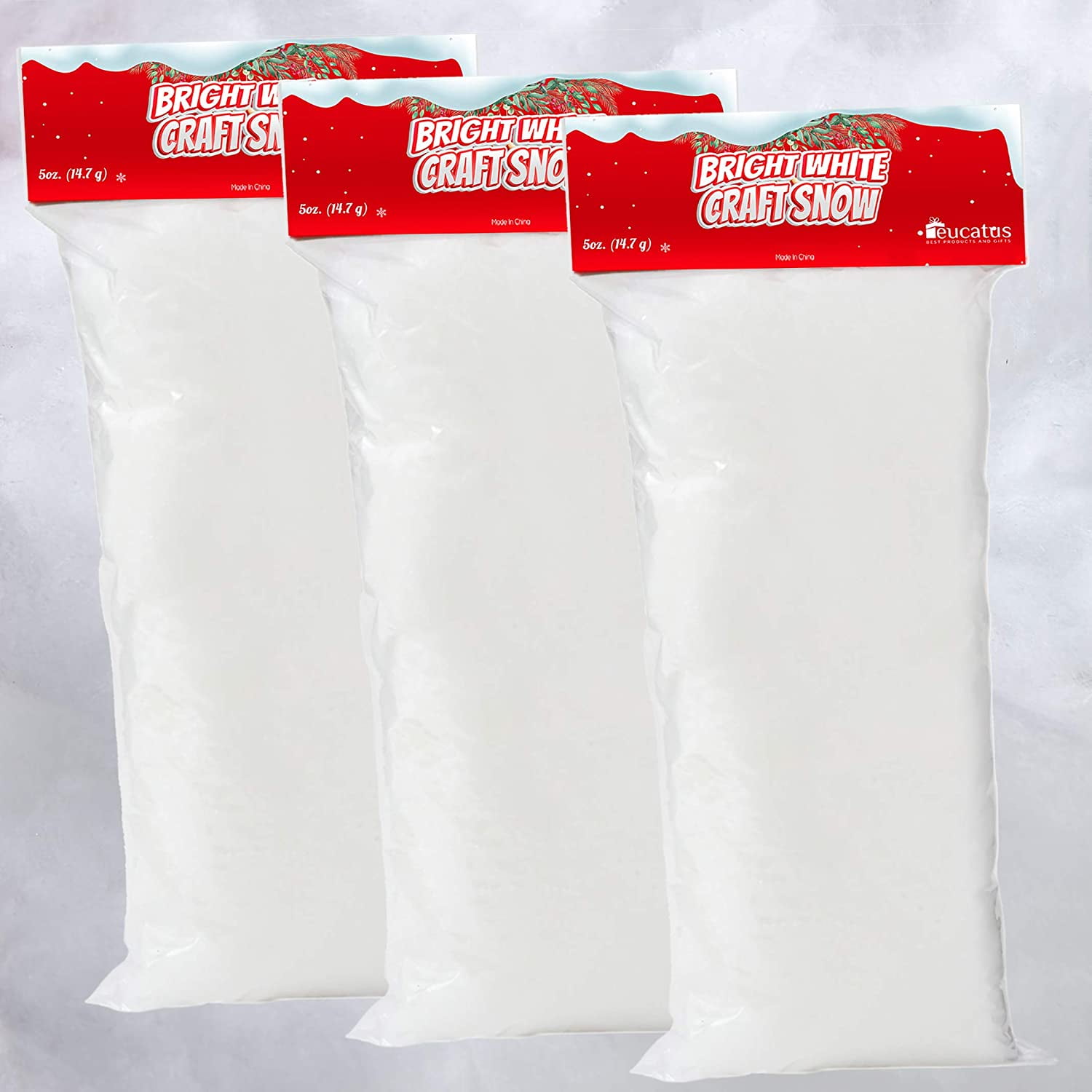 Eucatus Bright White Fake Snow Cotton Batting for Crafts, Christmas