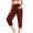 Wine Red, variant on Joernso Women Casual Yoga Pants Wide Waistband High Waist Cropped Pants Pockets Design Solid Color Stretchy Sport Pants