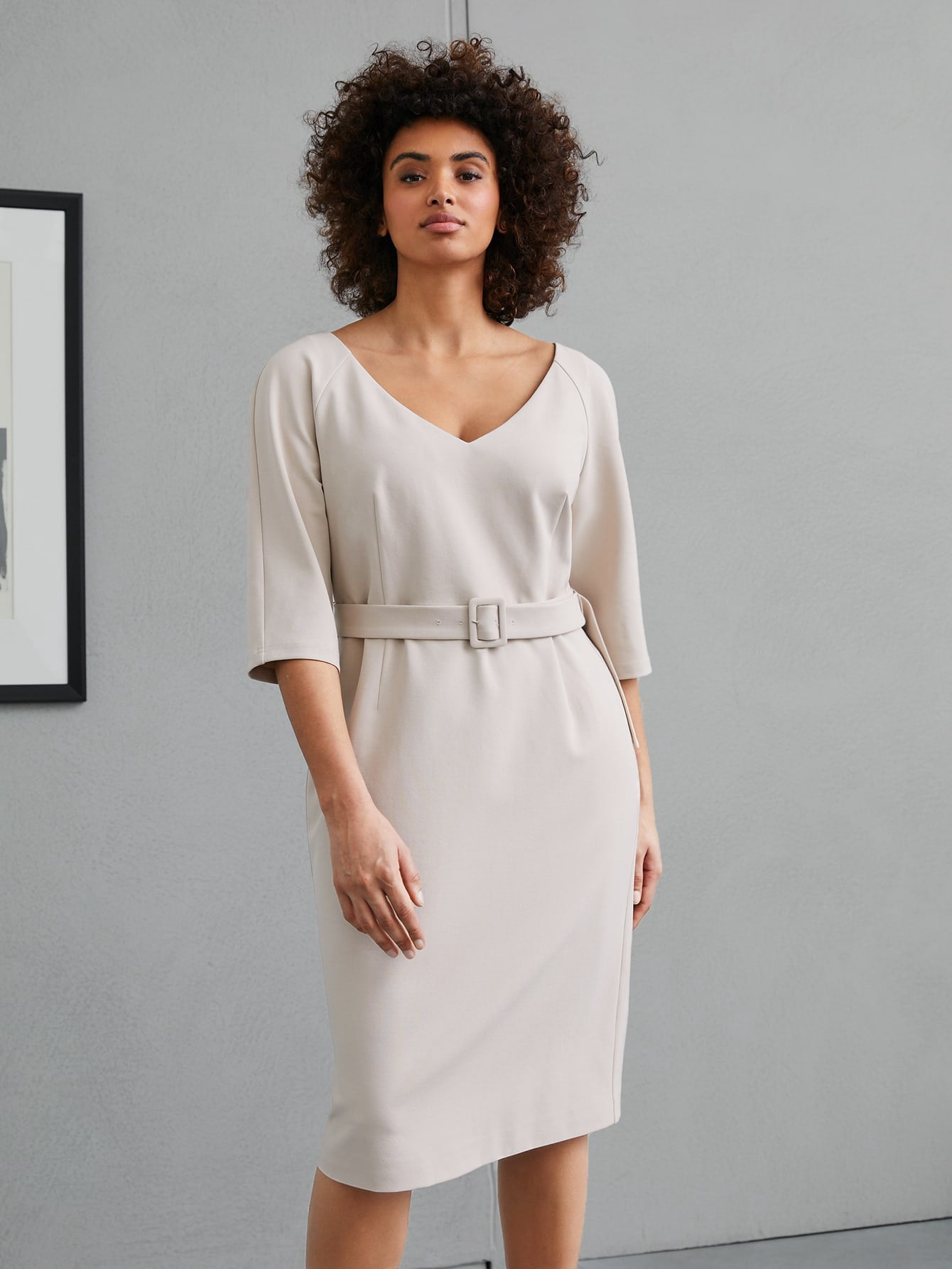 Plus Fitted Belted Dress L220901D 0XL 