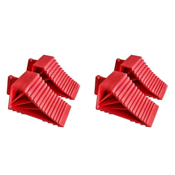 4Pack Wheel Chocks Plastic Heavy Duty, Tire Chocks for Travel Trailers, RV, , and Trucks,4 x Wheel Chocks,red